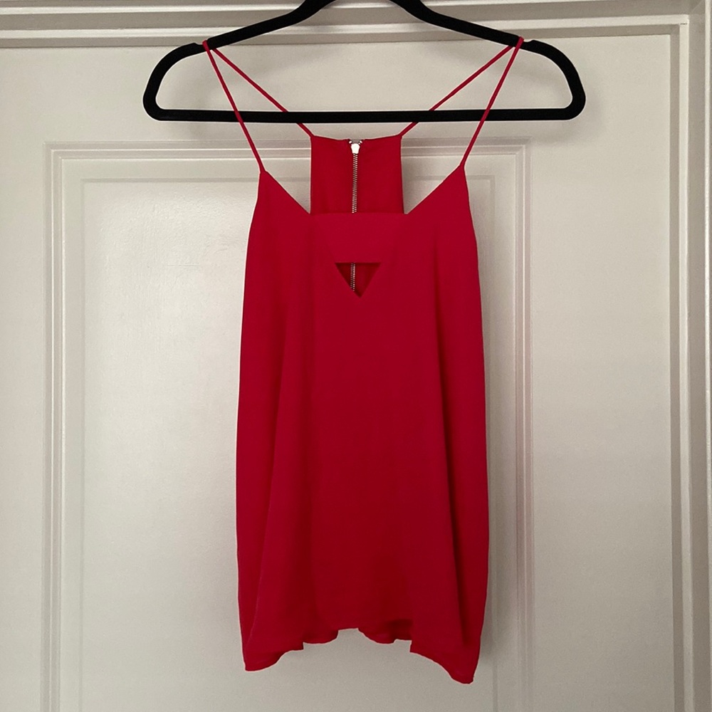 Express Red Chiffon Cutout Tank